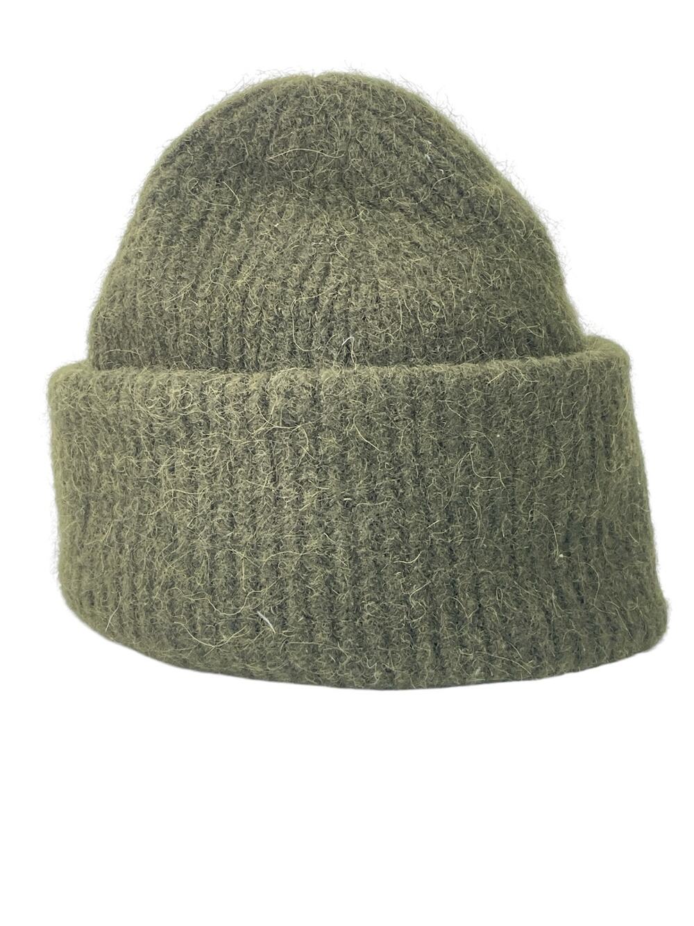 Arket Womens Army Green Wool Chunky Knit Cuffed Winter Bonnet Beanie One Size